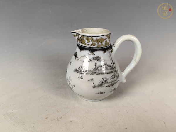 古玩陶瓷清雍乾墨彩雁門關風景山水紋花澆真品鑒賞圖