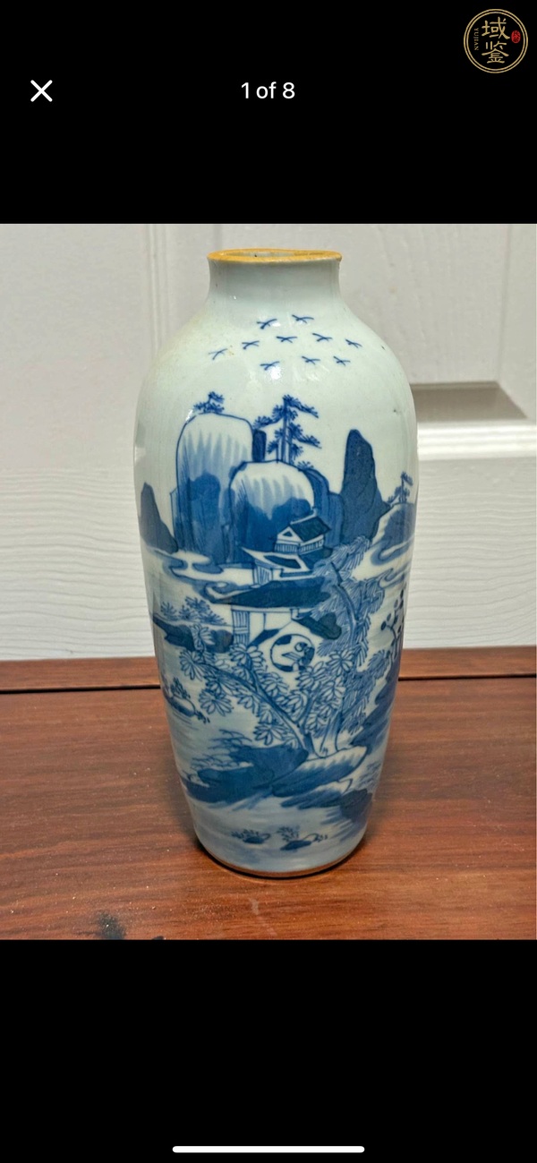古玩陶瓷山水紋青花瓶真品鑒賞圖