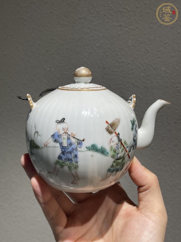 古玩陶瓷清代粉彩一粒珠壺真品鑒賞圖