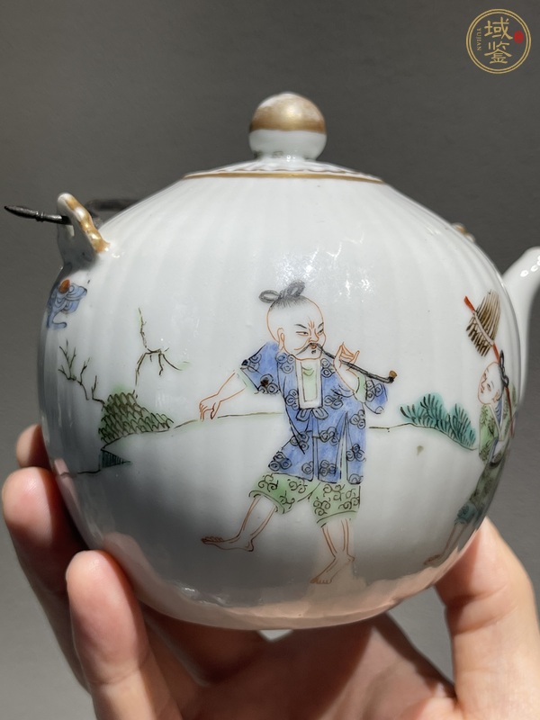 古玩陶瓷清代粉彩一粒珠壺真品鑒賞圖