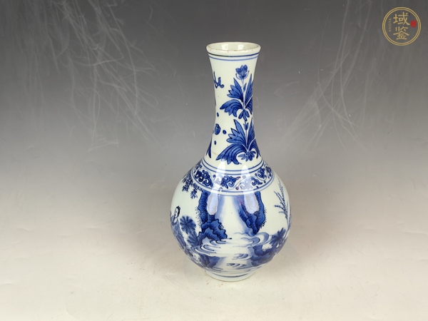 古玩陶瓷明崇禎竹林七賢人物紋青花賞瓶真品鑒賞圖