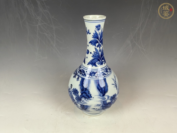 古玩陶瓷明崇禎竹林七賢人物紋青花賞瓶真品鑒賞圖