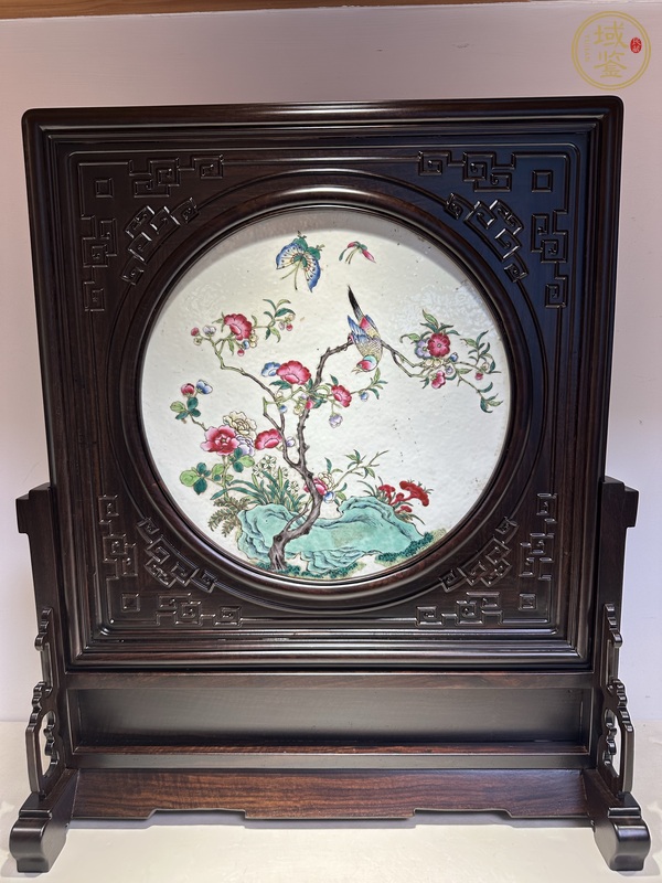 古玩陶瓷粉彩花鳥紋瓷板真品鑒賞圖