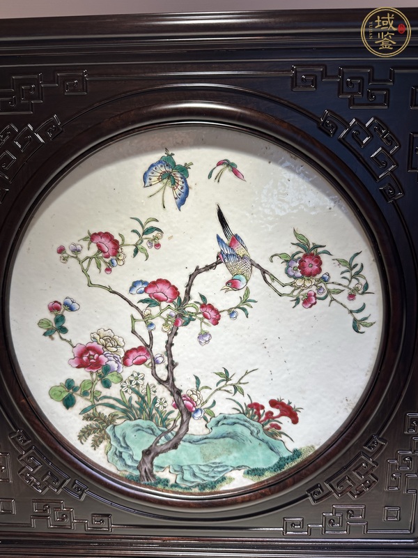 古玩陶瓷粉彩花鳥紋瓷板真品鑒賞圖