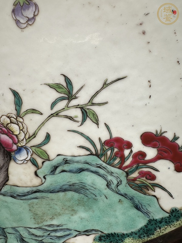 古玩陶瓷粉彩花鳥紋瓷板真品鑒賞圖