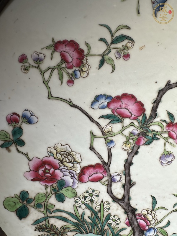 古玩陶瓷粉彩花鳥紋瓷板真品鑒賞圖