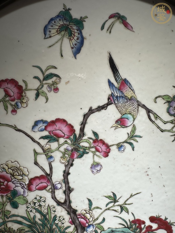 古玩陶瓷粉彩花鳥紋瓷板真品鑒賞圖