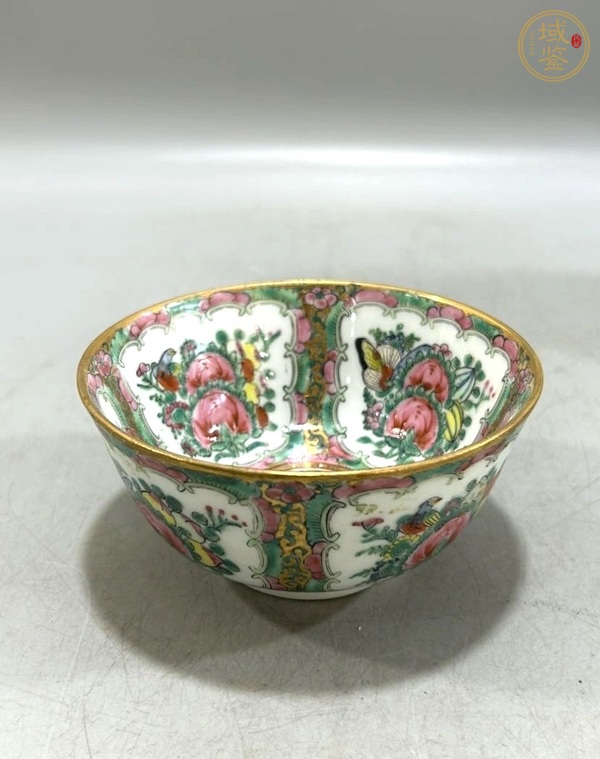 古玩廣彩開窗花卉碗真品鑒賞圖