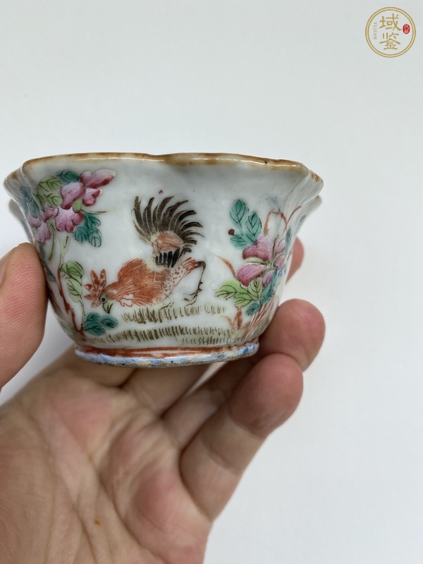 古玩陶瓷粉彩花口杯真品鑒賞圖