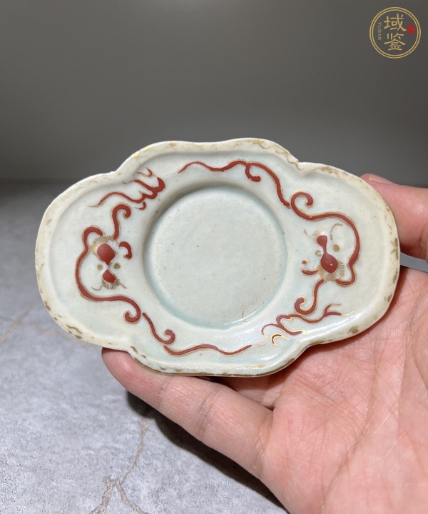 古玩陶瓷船型描金茶托真品鑒賞圖