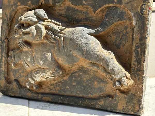 古玩陶瓷刀刻工跑獅圖磚雕真品鑒賞圖
