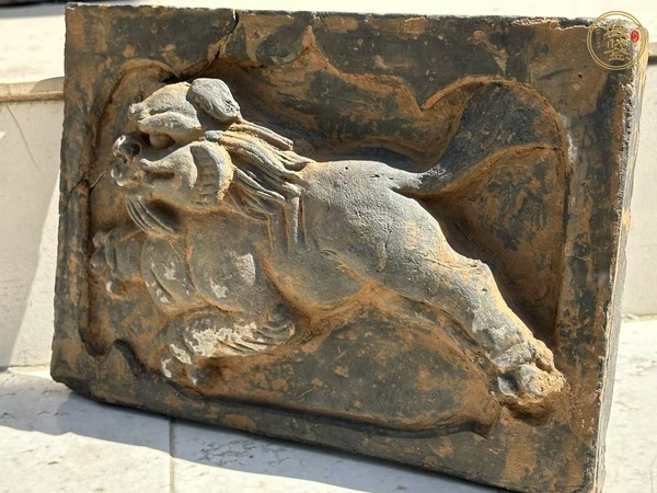 古玩陶瓷刀刻工跑獅圖磚雕真品鑒賞圖