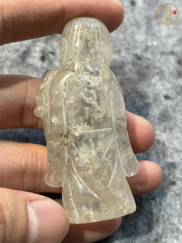 古玩玉器水晶雕“祝壽童子”把件真品鑒賞圖