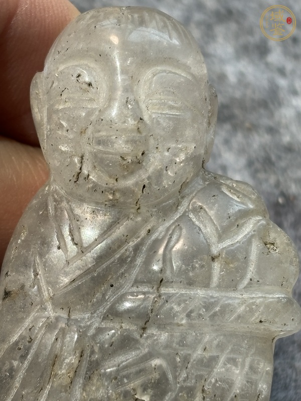 古玩玉器水晶雕“祝壽童子”把件真品鑒賞圖