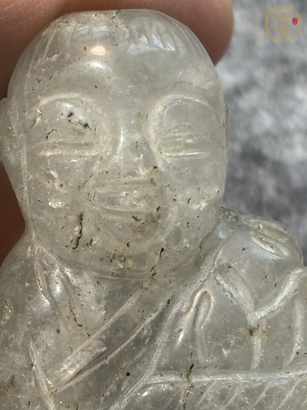 古玩玉器水晶雕“祝壽童子”把件真品鑒賞圖