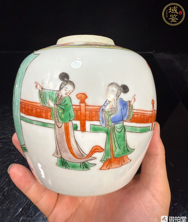 古玩陶瓷五彩人物故事罐真品鑒賞圖