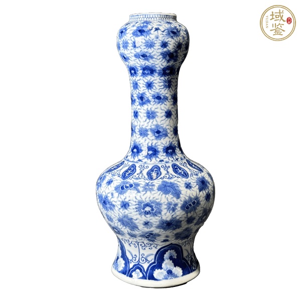 古玩青花花卉紋蒜頭瓶真品鑒賞圖