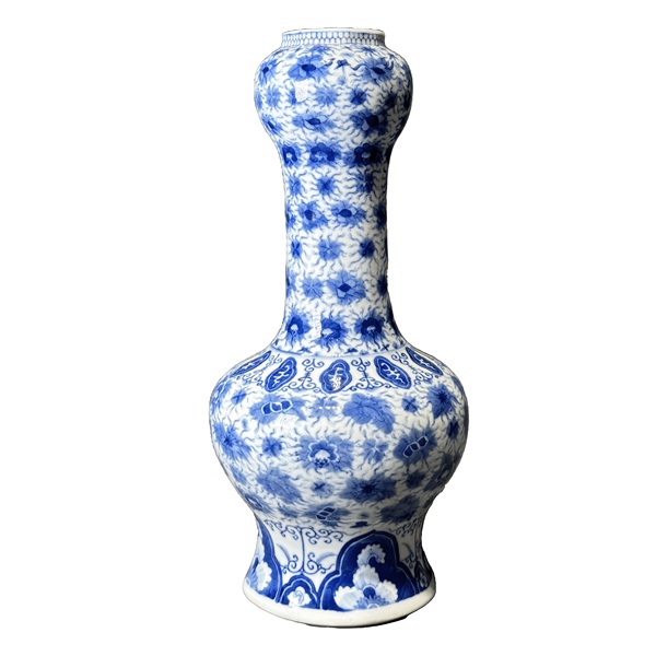 古玩轉(zhuǎn)賣青花花卉紋蒜頭瓶拍賣，當(dāng)前價(jià)格228元