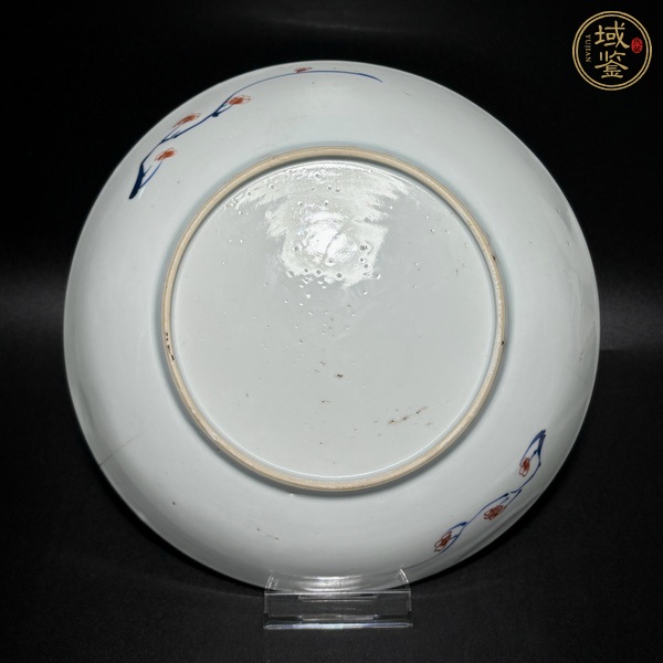 古玩陶瓷青花礬紅喜祿圖盤真品鑒賞圖