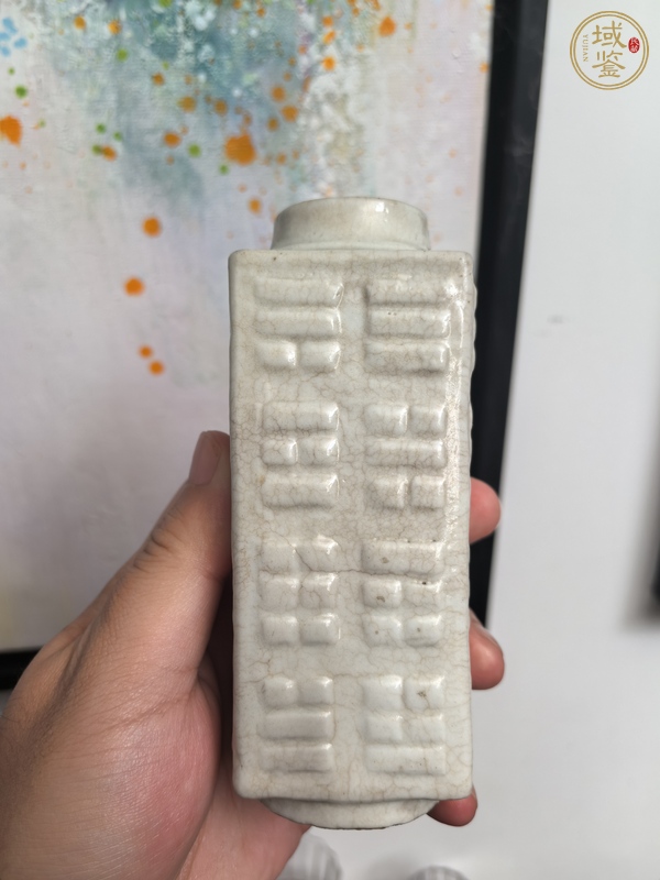 古玩陶瓷晚清哥釉琮式瓶真品鑒賞圖