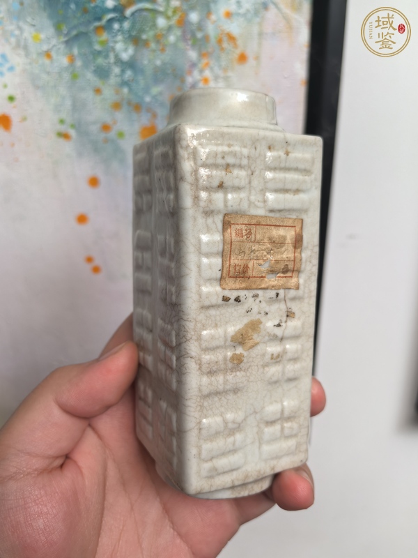 古玩陶瓷晚清哥釉琮式瓶真品鑒賞圖