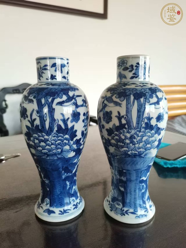 古玩陶瓷青花花鳥紋雞腿瓶，底圖模糊，偏老真品鑒賞圖