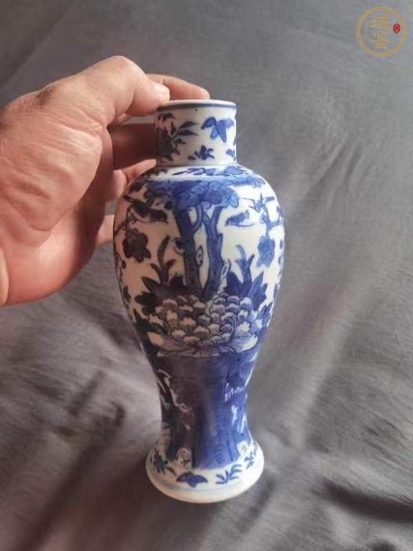 古玩陶瓷青花花鳥紋雞腿瓶，底圖模糊，偏老真品鑒賞圖