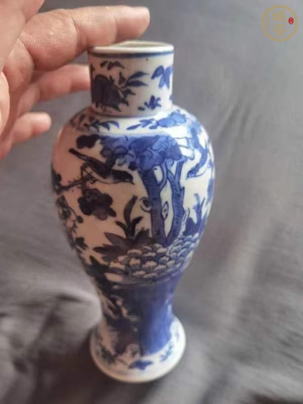 古玩陶瓷青花花鳥紋雞腿瓶，底圖模糊，偏老真品鑒賞圖