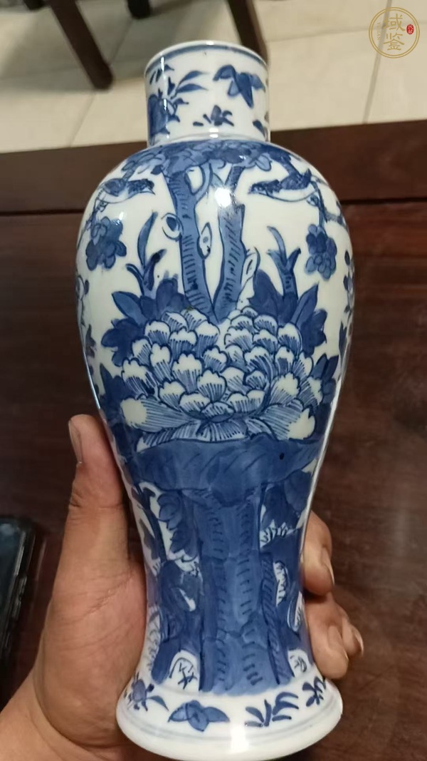 古玩陶瓷青花花鳥紋雞腿瓶，底圖模糊，偏老真品鑒賞圖