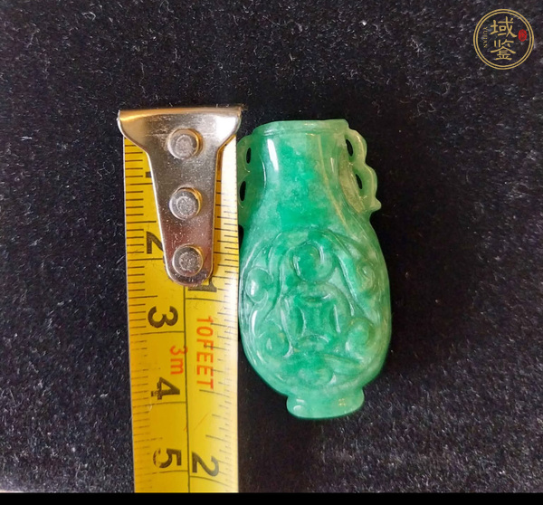 古玩玉器翡翠雕“雙耳瓶”真品鑒賞圖
