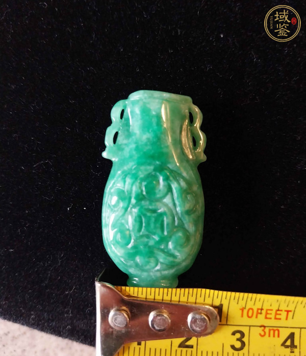 古玩玉器翡翠雕“雙耳瓶”真品鑒賞圖
