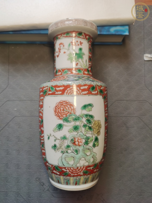 古玩陶瓷五彩洞石花卉紋棒槌瓶真品鑒賞圖