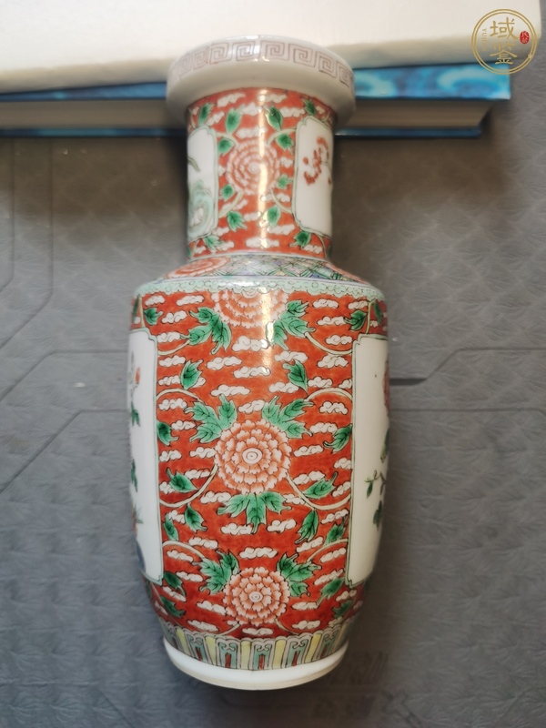 古玩陶瓷五彩洞石花卉紋棒槌瓶真品鑒賞圖