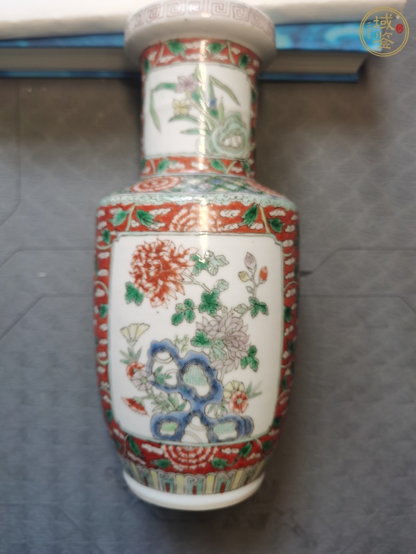 古玩陶瓷五彩洞石花卉紋棒槌瓶真品鑒賞圖