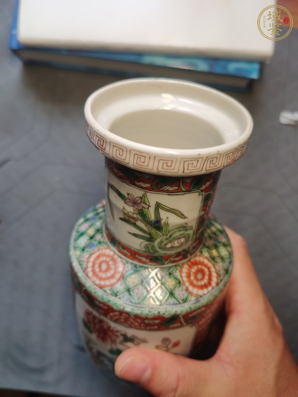 古玩陶瓷五彩洞石花卉紋棒槌瓶真品鑒賞圖