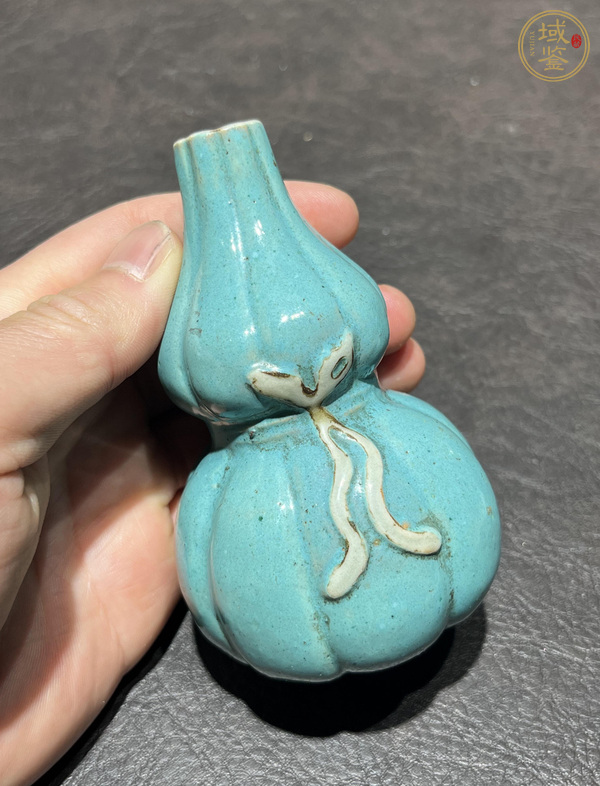 古玩陶瓷綠釉綬帶葫蘆瓶真品鑒賞圖