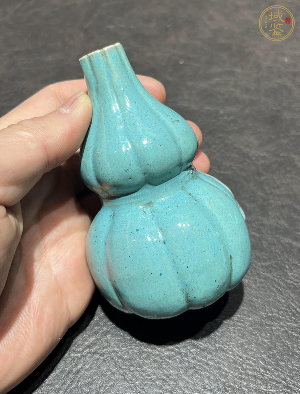 古玩陶瓷綠釉綬帶葫蘆瓶真品鑒賞圖