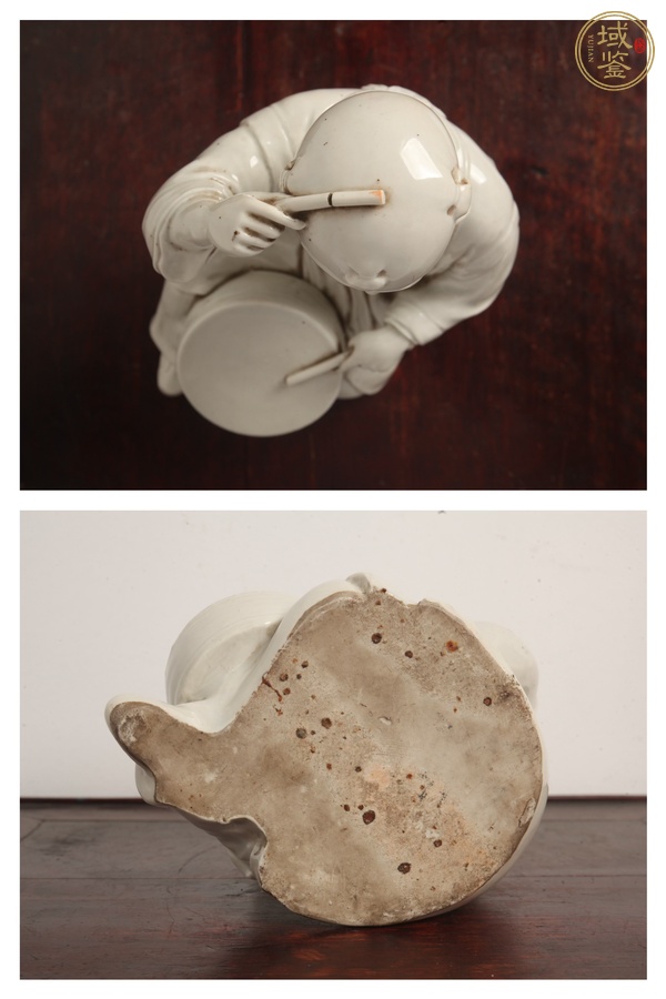 古玩擊鼓童子塑像真品鑒賞圖