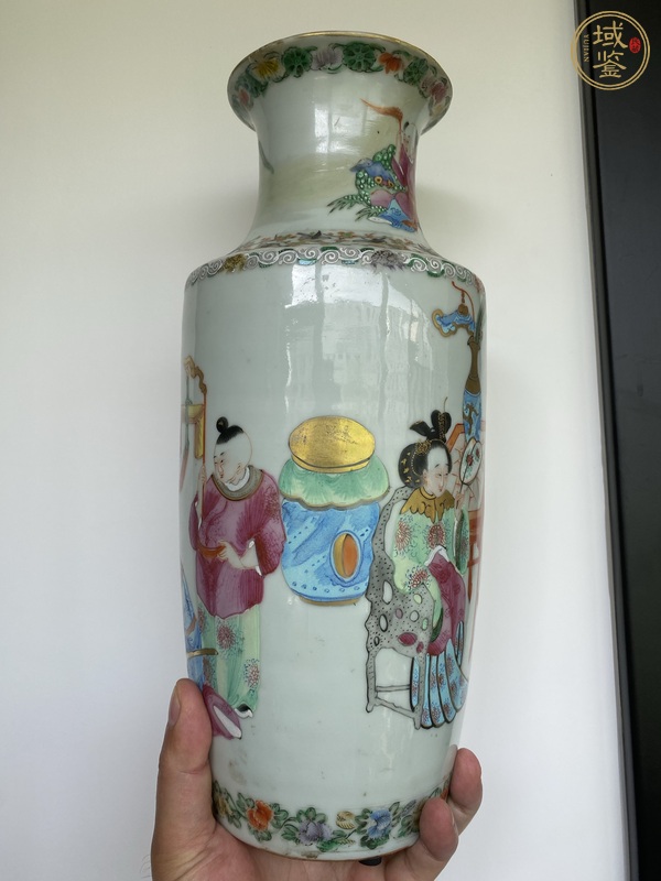 古玩陶瓷廣彩人物瓶真品鑒賞圖
