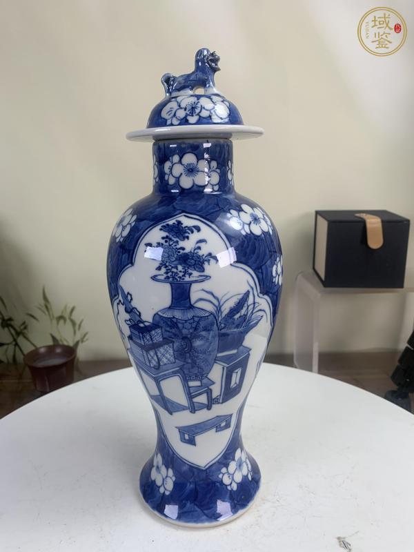 古玩陶瓷冰梅博古開窗蓋瓶真品鑒賞圖
