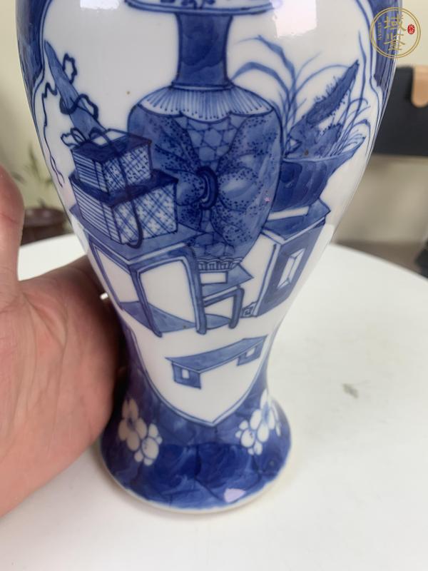 古玩陶瓷冰梅博古開窗蓋瓶真品鑒賞圖