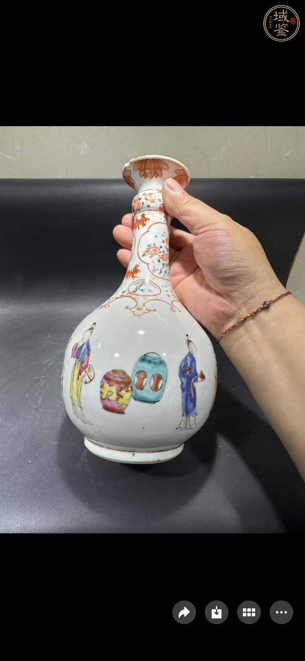 古玩陶瓷人物紋蒜頭瓶真品鑒賞圖