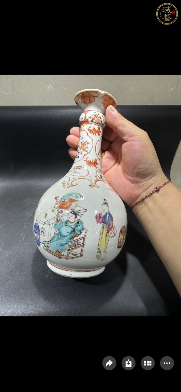 古玩陶瓷人物紋蒜頭瓶真品鑒賞圖