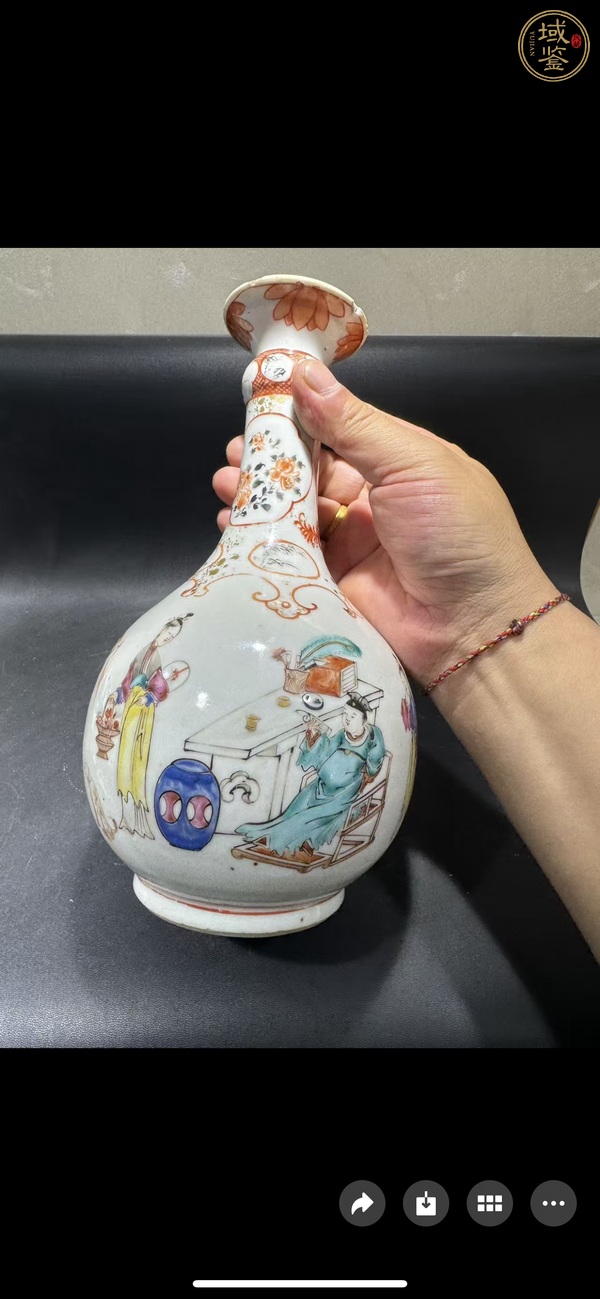 古玩陶瓷人物紋蒜頭瓶真品鑒賞圖