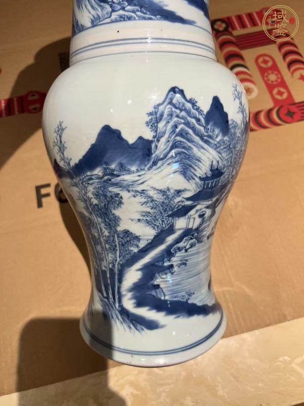 古玩陶瓷青化山水鳳尾尊真品鑒賞圖