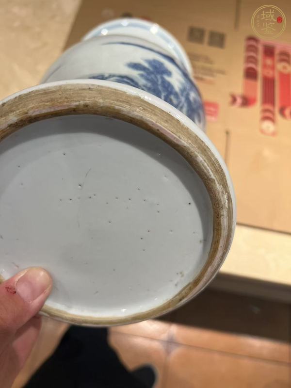 古玩陶瓷青化山水鳳尾尊真品鑒賞圖