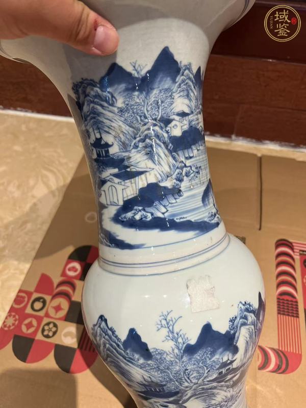 古玩陶瓷青化山水鳳尾尊真品鑒賞圖