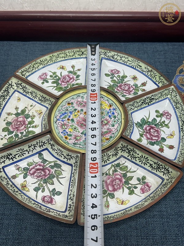 古玩陶瓷銅胎畫琺瑯彩花卉紋七攢盤真品鑒賞圖