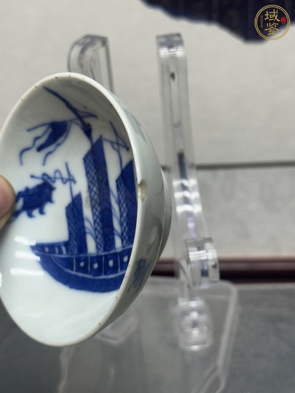 古玩陶瓷玩玉款帆船青花盤真品鑒賞圖