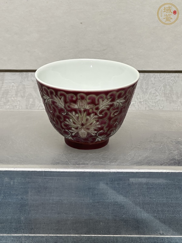 古玩陶瓷花間壽字紋粉彩杯真品鑒賞圖
